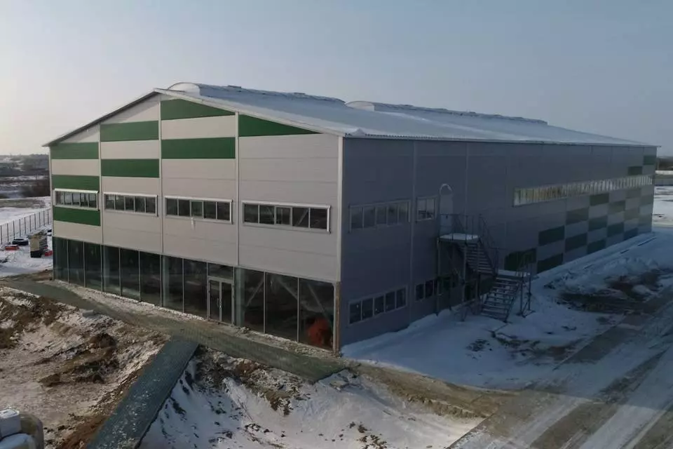 PK Vesta plant announces the completion of the assembly of a pre-fabricated plant / office 24x60x8 for the manufacture of solar panels in Aksai, Kazakhstan