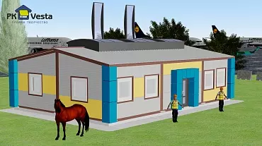 214. Pre-engineered office 9W x 14L x 3H, made out of LSGF in Fryazino, Moscow Region, Russia
